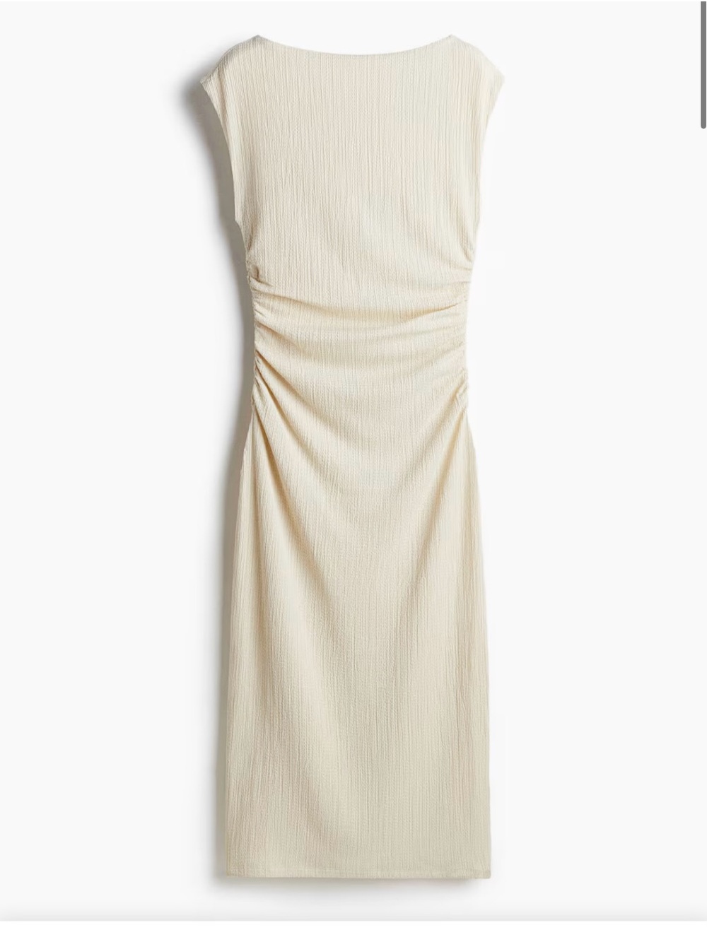 H&M Cream Ruched-Detail Midi Dress S